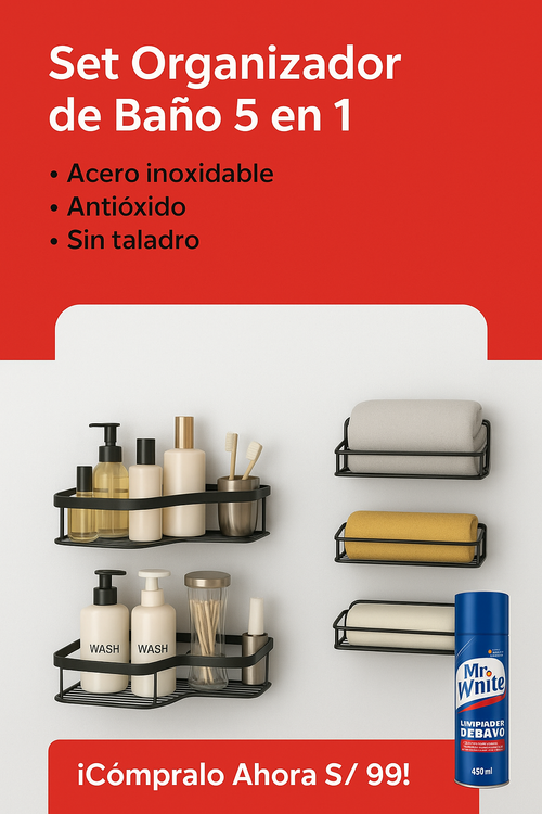 ORGANIZADOR DE BAÑO 5 EN 1