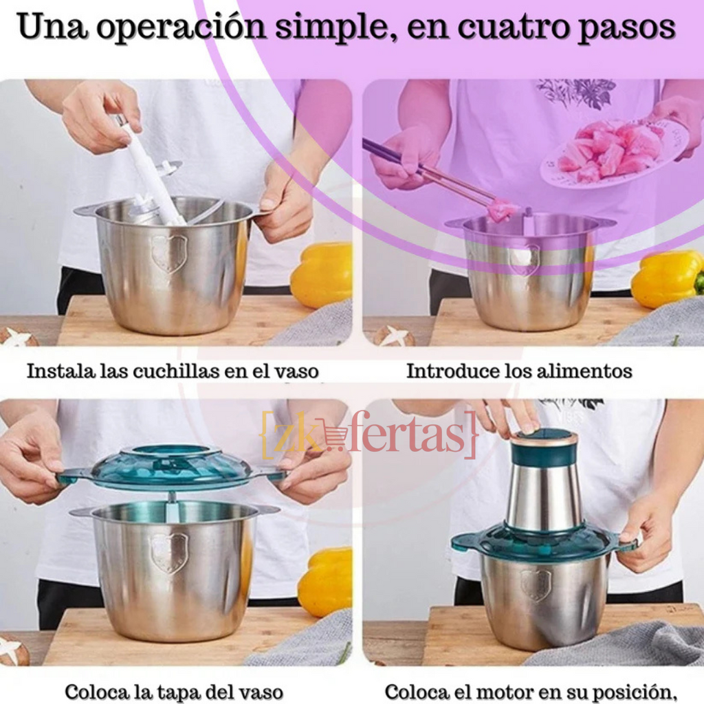 Procesador de alimentos, picadora de carne de acero inoxidable de 2L